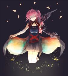  barefoot closed_eyes female final_fantasy final_fantasy_xiii gloves gothic_lolita lace_gloves lightning_returns:_final_fantasy_xiii lolita_fashion lumina_(ffxiii) pink_hair side_ponytail single_glove solo yosiharu4480 