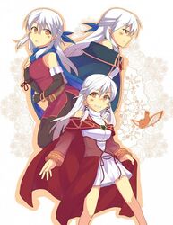  3girls fire_emblem micaiah multiple_girls nintendo pantyhose white_hair yellow_eyes 