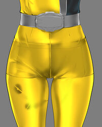  bodysuit dekayellow female highres mugyaclan photoshop_(medium) reimon_marika see-through simple_background solo super_sentai tokusatsu tokusou_sentai_dekaranger underwear 