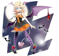  bat_wings blonde_hair blood blue_eyes choker daitabashi_kinu demon_tail dog_tags doyagao dress earrings female flower full_body genderswap_(mtf) halloween halloween_costume head_wings jewelry liquid_snake medium_hair metal_gear_(series) metal_gear_solid oerba_yun_fang pantyhose rose rule_63 smug solo spaghetti_strap striped_clothes striped_pantyhose tail tattoo wings 