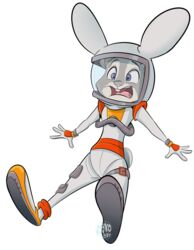  2021 alpha_channel andrea_boscolo anthro astronaut_suit buckteeth clothed clothing disney fully_clothed fur grey_body grey_fur judy_hopps lagomorph leporid mammal open_mouth purple_eyes rabbit signature simple_background solo teeth tongue transparent_background zootopia 