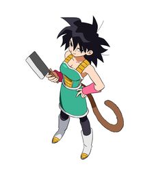  ankle_boots armor bare_arms black_eyes black_hair black_pantyhose boots breastplate breasts cleaver closed_mouth collarbone commentary_request dragon_ball dragon_ball_minus dragon_ball_super dragon_ball_super_broly female from_above full_body gine green_skirt hand_on_own_hip hand_up highres holding holding_cleaver holding_knife knife korean_commentary lado_(rado) legs_apart looking_at_viewer looking_up loose_hair_strand medium_breasts medium_hair messy_hair monkey_tail pantyhose pink_wristband protected_link simple_background skirt smile solo standing tail tsurime white_background white_footwear wristband 