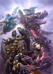  abare_black abarenoh animification bakuryuu_sentai_abaranger black_ride_raptor brown_hair dinosaur dinosaur_riding female graphite_(medium) grey_eyes hakai_no_shito_jeanne looking_up maeda_hiroyuki mecha non-humanoid_robot open_mouth riding robot robot_animal super_sentai tokusatsu traditional_media 