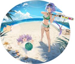  2girls antoniotto_usodimare_(azur_lane) azur_lane bag beach beach_umbrella bikini blue_eyes blush bow braid breasts cloud day eyewear_on_head food fruit green_bikini hair_ornament hairbow hat highres holding kexue long_hair looking_at_viewer manjuu_(azur_lane) medium_breasts multiple_girls navel nicoloso_da_recco_(azur_lane) nicoloso_da_recco_(to_a_smashing_voyage!)_(azur_lane) ocean official_alternate_costume official_art one_eye_closed outdoors palm_leaf pink_bow purple_hair sand sarong single_braid skindentation sky smile star_(symbol) star_hair_ornament starfish sun_hat swimsuit thigh_strap transparent_background umbrella very_long_hair water water_drop watermelon 