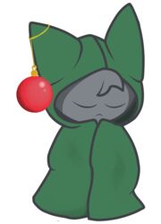  :&lt; absurd_res alpha_channel christmas christmas_decorations christmas_ornament cloak closed_eyes clothed clothing domestic_cat felid feline felis gooblie_2 green_cloak green_clothing grey_body head_tuft hi_res holidays isaac_(gooblie_ii) male mammal simple_background solo toony transparent_background tuft 