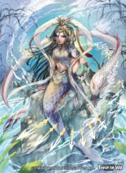  bad_id bad_pixiv_id banamons female jewelry long_hair mermaid monster_girl original red_eyes scales tied_hair water 