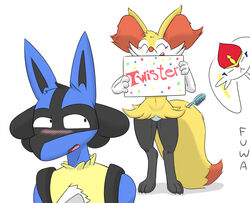  anthro blue_body blue_fur blush bottomwear braixen brush canid canine cinderace clothing comb_(brush) fur generation_4_pokemon generation_6_pokemon generation_8_pokemon grey_body grey_fur hairbrush happy hi_res lagomorph lucario male mammal mr_fuwa nintendo orange_body orange_fur panties pattern_bottomwear pattern_clothing pattern_panties pattern_underwear pokemon pokemon_(species) pseudo_skirt red_body red_eyes red_fur simple_background spikes striped_bottomwear striped_clothing striped_panties striped_underwear stripes twister underwear white_body white_fur yellow_body yellow_fur 