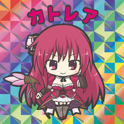  blush breasts brown_sleeves cattleya_(flower_knight_girl) character_name chibi cleavage closed_mouth commentary_request detached_sleeves dress female fishnet_thighhighs fishnets flower flower_knight_girl full_body garter_straps hair_flower hair_ornament holding holding_staff large_breasts long_hair long_sleeves looking_at_viewer photoshop_(medium) pink_flower puffy_short_sleeves puffy_sleeves red_dress red_eyes red_footwear red_hair ri-net shoes short_sleeves smile solo staff standing thighhighs v-shaped_eyebrows very_long_hair 