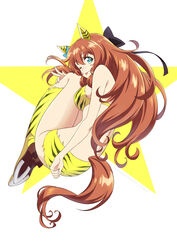  ;p animal_ears animal_print back bikini black_bow black_bowtie blue_eyes boots bow bowtie brown_hair closed_mouth commentary_request cosplay ear_covers female fetal_position floating full_body hairbow highres horse_ears horse_girl horse_tail knee_boots long_hair looking_at_viewer looking_back lum lum_(cosplay) maruzensky_(umamusume) one_eye_closed parody print_bikini print_footwear smile solo star_(symbol) swimsuit tail tiger_print tongue tongue_out tsuji_tomoko umamusume urusei_yatsura yellow_bikini yellow_footwear 