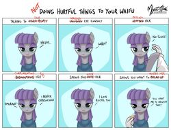 2014 chart clothed clothing dialogue digital_media_(artwork) earth_pony english_text equid equine female feral friendship_is_magic green_eyes greeting hair half-closed_eyes hasbro horse human mammal maud_pie_(mlp) meme multiple_images my_little_pony mysticalpha narrowed_eyes partitioning pony purple_hair ring solo text waifu_chart