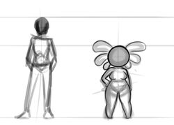 breasts chart divequest female humanoid monochrome no-ink not_furry ona size_chart sketch wide_hips