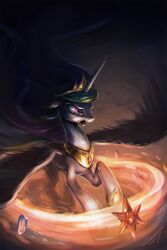 2014 2:3 alicorn assasinmonkey best_princess bodily_fluids crown crying digital_media_(artwork) digital_painting_(artwork) equid equine feathered_wings feathers female feral friendship_is_magic fur gem glowing gold_(metal) hair hasbro headgear hi_res horn jewelry levitation magic mammal multicolored_hair multicolored_tail my_little_pony mythological_creature mythological_equine mythology necklace princess princess_celestia_(mlp) purple_eyes royalty solo tail tears tiara white_body white_feathers white_fur wings