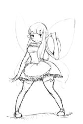 2014 airy_(bravely_default) black_and_white blush bravely_default breasts clothing fairy female humanoid maid_uniform monochrome not_furry silicon_studio solo uniform unknown_artist