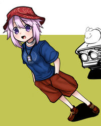  alternate_costume asortofcolorfag boa_(brianoa) car choker choujigen_game_neptune colorized crazy_taxi female hat highres looking_at_viewer motor_vehicle neptune_(neptunia) neptune_(series) open_mouth rabbit shirt shoes short_hair shorts smile sneakers 