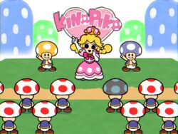  6+boys bad_id bad_twitter_id black_eyes blonde_hair blue_toad_(mario) bow braid brown_footwear character_name crown dress elbow_gloves female ghost-pepper gloves mario_(series) multiple_boys new_super_mario_bros._u_deluxe pants parody peachette pink_bow pointing puffy_short_sleeves puffy_sleeves red_toad_(mario) rhythm_tengoku rhythm_tengoku_gold shoes short_sleeves sign smile solid_circle_eyes super_crown toad_(mario) toadette twin_braids vest white_gloves white_pants yellow_toad_(mario) 