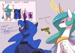  2020 absurd_res alicorn always_has_been asking asking_another ass barefoot big_butt black_eyebrows black_jewelry black_necklace blue_body blue_butt blue_ears blue_eyes blue_face blue_feathers blue_fur blue_hair blue_horn blue_mane blue_tail blue_text blue_wings blush butt_size_difference character_name chart closed_frown clothing color_coded color_coded_text command command_to_wait comparing comparing_butts comparison cosmic_hair cosmic_mane cosmic_tail crown cutie_mark describing_butt dialogue digital_media_(artwork) duo english_text equid equine ethereal_hair ethereal_mane ethereal_tail eyebrows eyelashes eyeliner feathered_wings feathers feet female feral fluffy fluffy_hair fluffy_mane fluffy_tail folded_wings footwear friendship_is_magic frown fur glistening glistening_eyes glistening_hair glistening_jewelry glistening_tail glowing glowing_horn gold_(metal) gold_crown gold_footwear gold_jewelry gold_necklace green_hair green_mane green_tail gun hair half-closed_eyes hasbro headgear hi_res hooves horn horn_size_difference humor jewelry larger_female larger_feral levitation light long_hair long_horn long_mane long_neck long_tail looking_at_another looking_forward magic magic_user makeup mammal mane mane_hair mascara meme monotone_body monotone_face monotone_feathers monotone_fur monotone_horn monotone_wings mouth_closed multicolored_hair multicolored_mane multicolored_tail my_little_pony mythological_creature mythological_equine mythology narrowed_eyes necklace nude pink_body pink_butt pink_feathers pink_fur pink_hair pink_mane pink_tail pink_wings prick_ears princess princess_cadance_(mlp) princess_celestia_(mlp) princess_luna_(mlp) pseudo_hair pseudo_mane purple_body purple_butt purple_eyes purple_feathers purple_fur purple_hair purple_mane purple_tail purple_wings question questioning_tone ranged_weapon royalty shadow sibling_(lore) silver_(metal) silver_footwear simple_background sister_(lore) sisters_(lore) size_difference smaller_female smaller_feral snout tail tail_between_legs tail_size_difference talking_to_another text text_emphasis tiara twilight_sparkle_(mlp) underline underpable unicorn_horn wavy_hair wavy_mane weapon white_body white_butt white_ears white_face white_feathers white_fur white_horn white_wings wings 