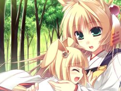  animal_ears blonde_hair green_eyes moriguchi_yuu tagme 