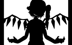  bad_apple flandre_scarlet monochrome silhouette touhou vampire wings 