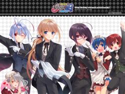  blush camera glasses kasukabe_akira kazu_(otosuki) maid nao_(otosuki) otoko_no_ko_wa_meido_fuku_ga_osuki!? rio_(otosuki) shizuka_(otosuki) tomo_(otosuki) trap watermark yuki_(otosuki) 