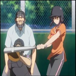  baseball baseball_bat baseball_helmet cap clannad helmet hit sagara_misae 