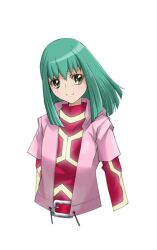  blush cho_bi green_hair hair_down jacket long_hair luca shirt smile yellow_eyes yu-gi-oh! yugioh_5d&#039;s yuu-gi-ou_5d&#039;s 