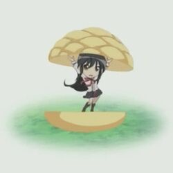  animated animated animated bread cap chibi dance dancing food lowres melon_bread parody sazae-san school_uniform screencap shakugan_no_shana shakugan_no_shana-tan shana shana-tan 