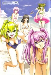  5girls artbook barefoot beatmania beatmania_iidx celica erika_(beatmania_iidx) erika_(pokemon) feet goli_matsumoto hinazuki_ririna iroha kitami_erika lilith lilith_(beatmania_iidx) mizushiro_celica multiple_girls nyah swimsuit 