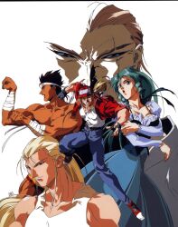  90s andy_bogard denim fatal_fury garou_densetsu geese_howard highres jeans joe_higashi lily_mcguire masami_obari oldschool oobari_masami pants snk terry_bogard 