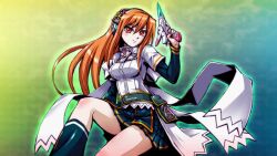  beatmania beatmania_iidx goli_matsumoto gun iroha iroha_(beatmania_iidx) long_hair orange_hair skirt umegiri_iroha weapon 