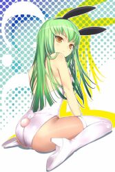  animal_ears bunny_ears bunny_tail bunnysuit c.c. code_geass female green_hair high_heels shoes tail uni 