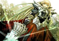  ao_no_kiseki arianrhod_(eiyuu_densetsu) armor armored_dress bad_id bad_pixiv_id beartoris blonde_hair braid dress eiyuu_densetsu female gloves green_eyes long_hair pauldrons shoulder_armor solo sword weapon 