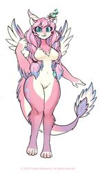  alternate_version_at_source anthro blue_body blue_eyes blue_fur braided_hair dragon elsprada feathered_dragon feathered_scalie feathers female fur hair hi_res horn kittellox_(artist) long_hair long_tail mythological_creature mythological_scalie mythology pink_body pink_feathers pink_hair scalie solo tail white_body white_feathers wings 