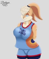  anthro basketball_uniform blonde_hair breasts buckteeth cleavage clothed clothing desligar english_text female hair hair_over_eye hands_behind_back lagomorph leporid lola_bunny looney_tunes mammal one_eye_obstructed portrait rabbit shirt simple_background solo space_jam space_jam:_a_new_legacy sportswear tank_top teeth text text_on_clothing text_on_shirt text_on_tank_top text_on_topwear three-quarter_portrait topwear tune_squad_outfit tune_squad_outfit_(2021) uniform warner_brothers 