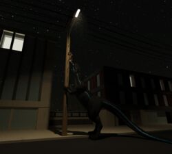  3d_(artwork) absurd_res allosaurid allosaurus ambiguous_gender city dangerous dark digital_media_(artwork) dinosaur duo extinct feral hi_res human imminent_vore light lonely male mammal night prehistoric_species racf92 reptile scalie street street_lamp theropod ziina 