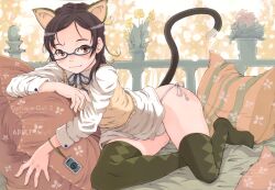  animal_ears may_no_tenshi megane nekomimi neyuki_rei pantsu thigh-highs 