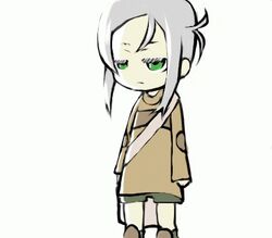  animated animated bad_link bag blinking brown_shirt closed_mouth colored_eyelashes female green_eyes green_shorts grey_hair kazuha_souju kino_no_tabi long_sleeves lowres no_eyebrows shirt short_hair shorts solo standing tea_(kino_no_tabi) white_background 