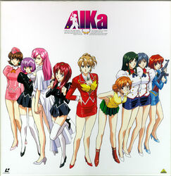  1990s_(style) 6+girls adjutant_(agent_aika) agent_aika aida_rion aika_(series) arms_behind_back arms_up ascot assault_rifle bare_legs black_ascot black_delmo black_delmo_leader black_footwear black_jacket black_skirt blue_delmo blue_delmo_leader blue_eyes blue_footwear blue_hair blue_jacket blue_skirt bob_cut boots bow breasts brooch brown_eyes brown_footwear brown_hair bustier choker cleavage closed_mouth collared_shirt copyright_name covered_nipples delmo_commander delmogeny_uniform detached_collar earrings fingernails folded_ponytail full_body garrison_cap glasses green_hair green_skirt gun hairband hand_on_own_hip hands_on_own_hips hat high_heels holding holding_gun holding_weapon jacket jewelry juliet_sleeves large_breasts leaning_forward leg_lift legs lineup lipstick logo long_hair long_sleeves makeup maypia_alexymetalia medium_breasts miniskirt multiple_girls neena_hagen official_art open_mouth orange_ascot orange_hair pencil_skirt pink_delmo pink_footwear pink_hair pink_hat pink_jacket pink_skirt pleated_skirt puffy_sleeves purple_eyes purple_hair red_ascot red_hair red_jacket red_lips red_skirt retro_artstyle rifle scan shiny_clothes shiny_footwear shirt shoes short_hair skirt sleeve_cuffs smile standing standing_on_one_leg stg44 sumeragi_aika suzie_(agent_aika) thighhighs thighs uniform vest weapon white_background white_delmo white_footwear white_jacket white_legwear yamauchi_noriyasu yellow_bustier yellow_vest 