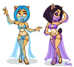  activision anthro bandicoot belly_dancer breasts cleavage clothed clothing crash_(series) crash_team_racing_(series) crash_team_racing_nitro-fueled duo female female/female hair hi_res liz_bandicoot magaska19 mammal marsupial megumi_bandicoot 