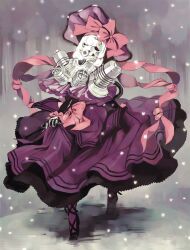  amezawa_koma black_gloves capelet commentary_request devil_summoner:_soul_hackers devil_summoner_(series) dress female gargan_zero gloves hat jar mechanization purple_dress silver_hair solo 