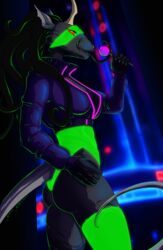  absurd_res anthro ascar_angainor clothing cyberpunk female glowing glowing_clothing hi_res horn mammal murid murine pseudo_hair rat rikeesh rodent skaven solo tagme tentacle tentacle_hair warhammer_(franchise) 