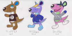  2:1 animal_crossing anthro baron-redbeaver brisbane_the_smug_kangaroo douglas_the_jock_kangaroo group hi_res jock kangaroo lazy macropod male mammal marsupial murray_the_lazy_kangaroo nintendo smug 