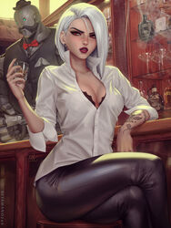  ashe_(overwatch) bra cleavage mirco_cabbia overwatch possible_duplicate tattoo 