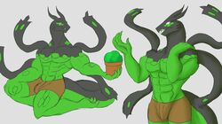  abs anthro anthrofied bulge clothed clothing daikuhiroshiama generation_6_pokemon green_body hi_res legendary_pokemon male muscular muscular_anthro muscular_male nintendo pecs pokemon pokemon_(species) solo topless underwear zygarde zygarde_50_forme 