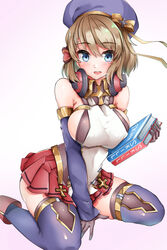  azur_lane beret between_legs black_gloves black_panties blue_eyes blush book bow breasts buttons commentary_request detached_sleeves female gloves gradient_background hair_between_eyes hairbow hand_between_legs hand_up hat hat_ribbon headphones headphones_around_neck highres holding holding_book large_breasts light_brown_hair looking_at_viewer md5_mismatch military military_uniform miniskirt no_bra offensive_skill_book_(azur_lane) open_mouth panties pink_background pleated_skirt red_skirt ribbon round_teeth sezok shirt short_hair sideboob sitting skindentation skirt sleeveless sleeveless_shirt smile solo teeth thighhighs thighs underwear uniform wariza white_background wing_collar z23_(azur_lane) z23_(retrofit)_(azur_lane) 