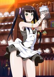  00s bare_legs coffe female female ikkitousen long_hair looking_at_viewer saji_genpou_(true) twintails 