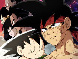  5boys aged_down baby bad_id bad_pixiv_id bardock black_eyes black_hair blood blood_from_mouth blood_on_face bruise closed_eyes cloud collarbone commentary_request dark_skin dirty dragon_ball dragon_ball_z earrings facial_hair female injury jewelry moustache multiple_boys panbukin_(dragon_ball) petagon scar scar_on_cheek scar_on_face seripa short_hair smile son_goku space toma_(dragon_ball) toteppo 