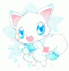  absurd_res anthro arctic_fox blue_body blue_eyes blue_fur blush bracelet canid canine clock female fluffy fluffy_tail fox fur furari@ hi_res jewelpet jewelry larimar_(jewelpet) light long_tail magic mammal multicolored_body multicolored_fur necklace sanrio sega sega_fave semi-anthro simple_background smile snowflake solo star tail toony true_fox two_tone_body two_tone_fur watch white_body white_fur 