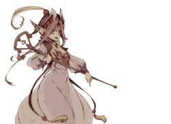  :d bad_id bad_pixiv_id commentary_request dress earrings female grandia grandia_i hat jewelry liete_(grandia) long_hair long_sleeves open_mouth partial_commentary pointy_ears puffy_sleeves purple_dress purple_hair simple_background smile solo staff takara_(lvg) white_background 