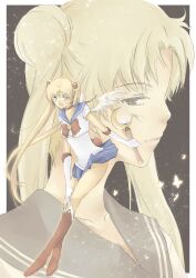  back_bow bishoujo_senshi_sailor_moon bishoujo_senshi_sailor_moon_(first_season) blonde_hair blue_eyes blue_sailor_collar blue_skirt boots bow bug butterfly choker colored_eyelashes commentary_request double_bun elbow_gloves facial_mark female forehead_mark gloves hair_bun highres juuban_middle_school_uniform knee_boots long_hair maboroshi_no_ginzuishou magical_girl miniskirt moon_stick_(sailor_moon) multiple_views neck nekoli photoshop_(medium) pleated_skirt red_bow red_choker sailor_collar sailor_moon sailor_senshi_uniform school_uniform skirt transformation_brooch_(sailor_moon) tsukino_usagi twintails wand white_gloves 