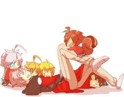  3boys 3girls aged_down ahoge animal_ears arakune bad_id bad_pixiv_id blazblue blonde_hair braid brown_hair grey_hair jin_kisaragi kuro_yuzu lambda-11 lolicon long_hair makoto_nanaya multiple_boys multiple_girls nu-13 ragna_the_bloodedge shishigami_bang short_hair squirrel_ears squirrel_girl squirrel_tail tail 